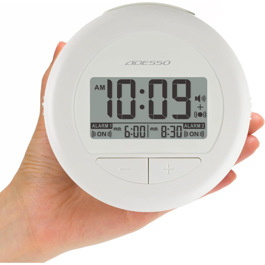 ADESSO(ADESSO) Blue Crash 2 BB-01 2nd Generation 2024 Alarm Clock Vibration Digital Absolute Wake Up Deep Sleeper Dual Alarm Clock Backlight Snooze Function White