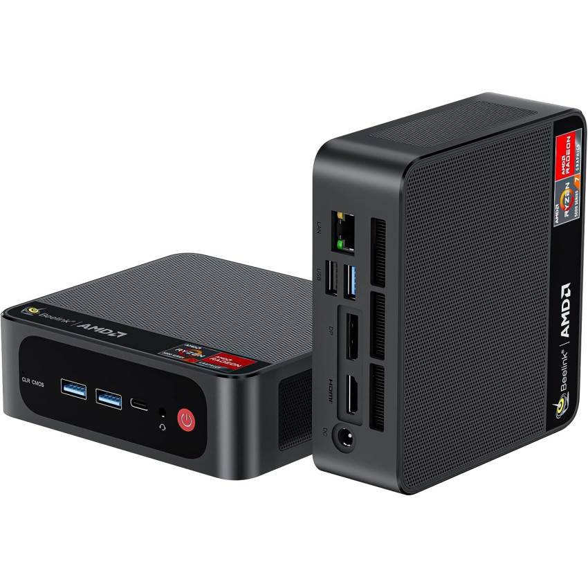 Beelink SER5 Mini PC AMD Ryzen 5 5560U 高達 4.0GHz 6C/12T,16GB RAM 500GB SSD 顯示卡 6 核心 1600 MHz,WiFi 6 BT5.2,W-11 Pro Mini 電腦